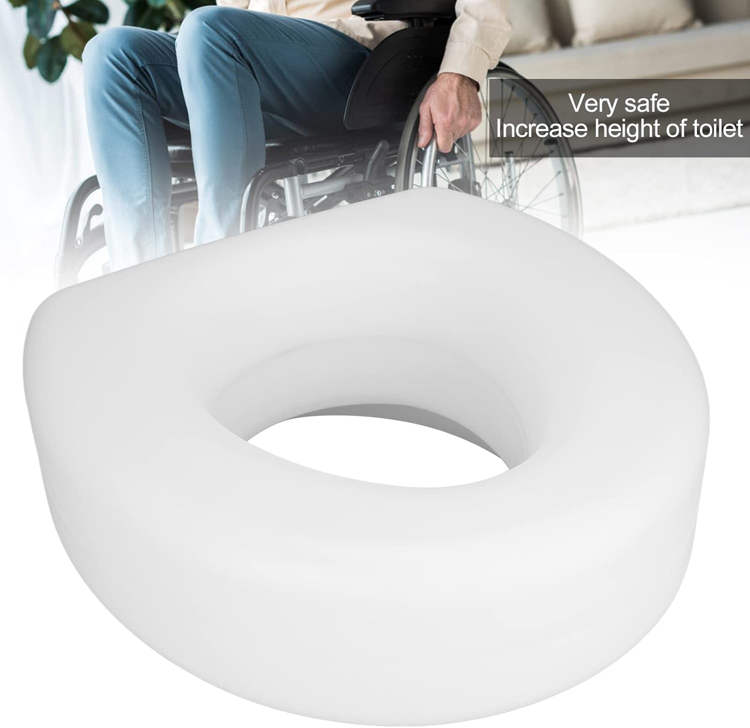 Raised Toilet Seat with Secure Locking, Elevated Universal Fit Commode Riser for Seniors & Mobility Support, Non Slip Bathroom Safety Seat (300lbs Capacity)